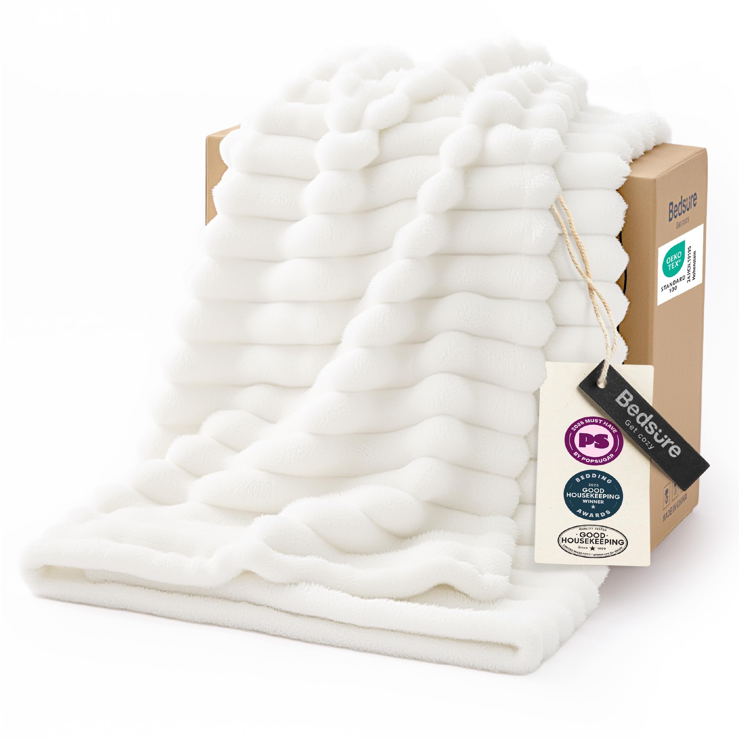Bedsure GentleSoft White Throw Blanket