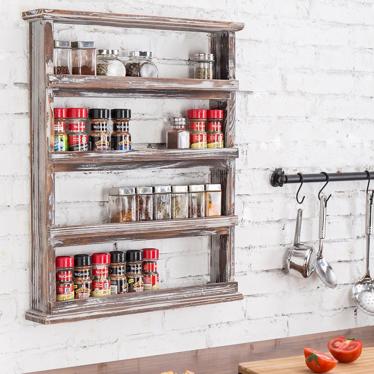 This Rustic Spice Rack Turns Your Kitchen Wall Into Farmhouse Wall Art Under $30